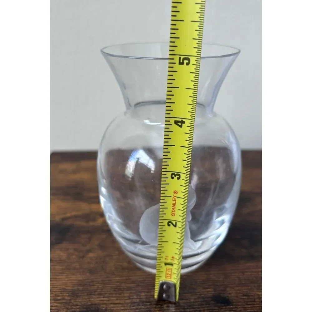 Vintage Mini 5” Val St. Lambert - hand-cut crystal vase with child